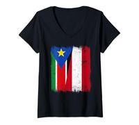 Mujer Bandera de Austria de Sudán del Sur | Raíces de Sudán del Su Camiseta Cuello V