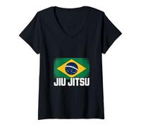 Mujer Bandera de Brasil para los amantes brasileños del Jiu Jitsu y luchadores BJJ Camiseta Cuello V
