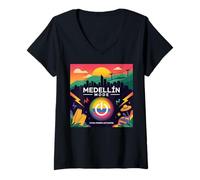 Mujer Bandera de Colombia Medellín Boy Girl Colombian Gear Columbia Flag Camiseta Cuello V
