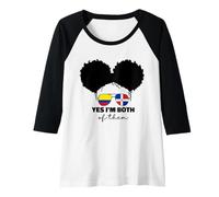 Mujer Bandera de Colombia Mitad Dominicana y Colombiana para niños y niñas Camiseta Manga Raglan