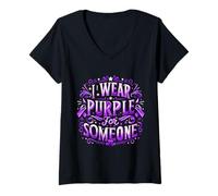 Mujer Bandera de concienciación "I Wear Teal Purple For Someone I Miss Suicide Camiseta Cuello V