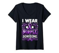 Mujer Bandera de concienciación "I Wear Teal Purple For Someone I Miss Suicide Camiseta Cuello V