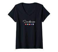 Mujer Bandera de corazón de Escandinavia - Noruega, Suecia, Dinamarca Souvenir Camiseta Cuello V