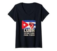 Mujer Bandera de Cuba del Orgullo Cubano Patria y Vida para Todos Camiseta Cuello V