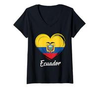 Mujer Bandera de Ecuador Orgullo ecuatoriano Camiseta Cuello V