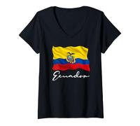 Mujer Bandera de Ecuador Patriótica Hombres Mujeres Niños Ecuatoriano Camiseta Cuello V