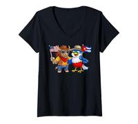 Mujer Bandera de EE. UU. y Cuba Orgullosas Cubano-Americanas Camiseta Cuello V