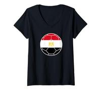 Mujer Bandera de Egipto Fútbol Egipto Camiseta Cuello V