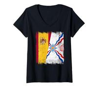Mujer Bandera de España Asiria Orgullo Asirio Diseño Camiseta Cuello V