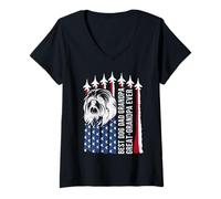 Mujer Bandera de Estados Unidos Best Shih Tzu Dad Grandpa and Great Grandpa Ever Camiseta Cuello V