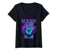 Mujer Bandera de Estados Unidos de concienciación sobre la prevención del Suicidio Camiseta Cuello V