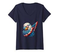 Mujer Bandera de Estados Unidos símbolo águila Bailando águila Bandera Americana Camiseta Cuello V