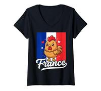Mujer Bandera de Francia Gallo Galo Kawaii Camiseta Cuello V