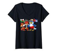 Mujer Bandera de Gales y Cuba Raíces galesas Orgullosa Cubana Camiseta Cuello V
