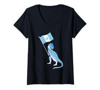 Mujer Bandera de Guatemala Dinosaurio Chapin Quetzal 502 Antigua Tikal Camiseta Cuello V