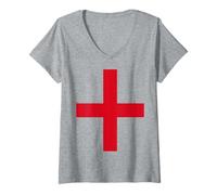 Mujer Bandera DE INGLANDERA INGLÉS Cruz DE San Jorge Vertical Camiseta Cuello V
