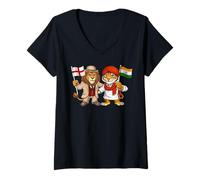 Mujer Bandera de Inglaterra e India Raíces inglesas Reino Unido Camiseta Cuello V