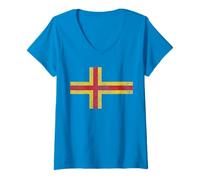 Mujer Bandera DE Islas Aland Finlandia Camiseta Cuello V