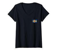 Mujer Bandera DE Islas Aland Finlandia Camiseta Cuello V