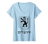 Mujer Bandera de Israel del Orgullo judío del león de Judá Camiseta Cuello V
