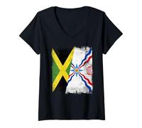 Mujer Bandera de Jamaica Asiria, diseño del Orgullo asirio Camiseta Cuello V