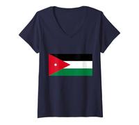 Mujer Bandera de Jordania Orgulloso Patriota jordano Recuerdo patriótico Camiseta Cuello V