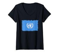Mujer Bandera de la Onu de Las Naciones Unidas Camiseta Cuello V