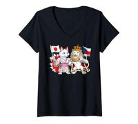 Mujer Bandera de la República Checa y Japón Raíces checo-japonesas Camiseta Cuello V