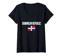 Mujer Bandera DE LA REPÚBLICA Dominicana Bandera Bandera DE Armas Colores Camiseta Cuello V
