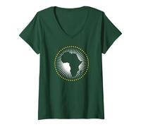 Mujer Bandera DE LA UNIÓN Africana Camiseta Cuello V