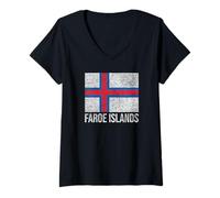 Mujer Bandera DE Las Islas Faroe Dinamarca Camiseta Cuello V