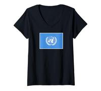 Mujer Bandera de Las Naciones Unidas de la Onu Camiseta Cuello V