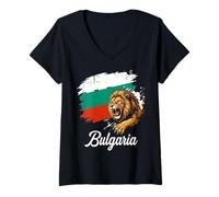 Mujer Bandera de león de Bulgaria Patriótica Orgullo búlgar Camiseta Cuello V