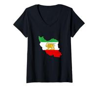 Mujer Bandera de león Persa, Mapa de Irán, Bandera del Patrimonio iraní... Camiseta Cuello V
