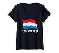Mujer Bandera de Luxemburgo Patriótica Hombres Mujeres Niños Luxemburgués Camiseta Cuello V