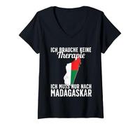 Mujer Bandera de Madagascar I Madagascar Vacaciones I Madagascar Camiseta Cuello V