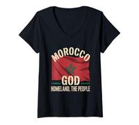 Mujer Bandera de Marruecos Dios Patria El Pueblo Patrimonio Nacional del Camiseta Cuello V