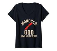 Mujer Bandera de Marruecos Dios Patria Rey Patrimonio Nacional del Camiseta Cuello V