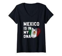 Mujer Bandera de México, ADN Mexicano, Maya, Azteca, Inca, Hombres, Mujeres, niños Camiseta Cuello V