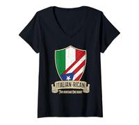Mujer Bandera de Mezcla de ADN Italiano y puertorriqueño, Dos Herencia y un corazón Camiseta Cuello V
