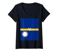 Mujer Bandera de Nauru Nauruan Heart Orgulloso Día Nacional del Patrimonio Camiseta Cuello V