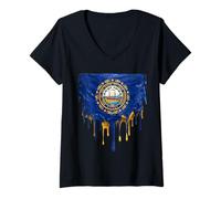 Mujer Bandera de New Hampshire Camiseta Cuello V