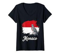 Mujer Bandera de Paloma de Mónaco, Orgullo del país Camiseta Cuello V