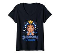 Mujer Bandera de Princesa salvadoreña para niñas y niños Camiseta Cuello V