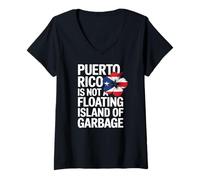 Mujer Bandera de Puerto Rico Taino Flower Pride Diciendo Yo Soy Boricua Camiseta Cuello V