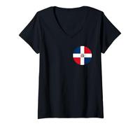 Mujer Bandera de República Dominicana Diseño Círculo Patrimonio Domin Camiseta Cuello V