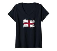 Mujer Bandera de San Jorge de Inglaterra Fans Inglés Partidarios Patrióticos Camiseta Cuello V