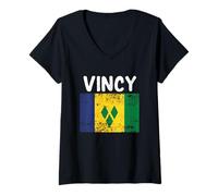 Mujer Bandera de San Vicente y Las Granadinas para Hombres y Mujeres Camiseta Cuello V