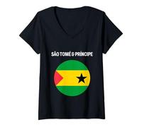 Mujer Bandera de Santo Tomé y Príncipe moderna Camiseta Cuello V