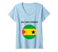 Mujer Bandera de Santo Tomé y Príncipe moderna Camiseta Cuello V